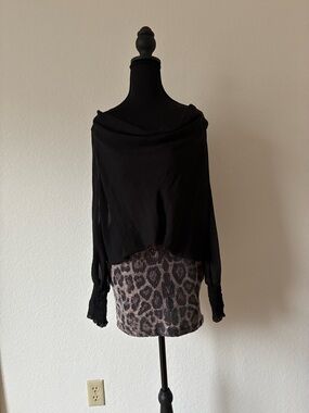 Papaya Black Draped Neck Open Back Sequin Leopard Print Mini Dress Mobwife Vegas